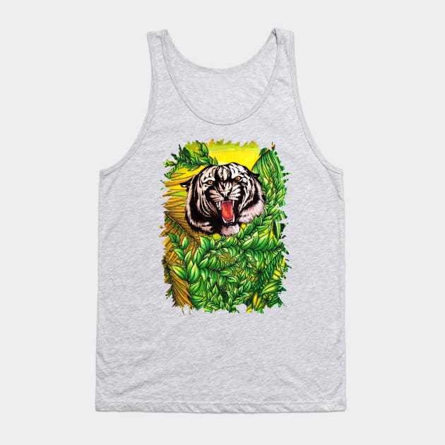 Tiger Roar on the Jungle Tank Top by BluedarkArt